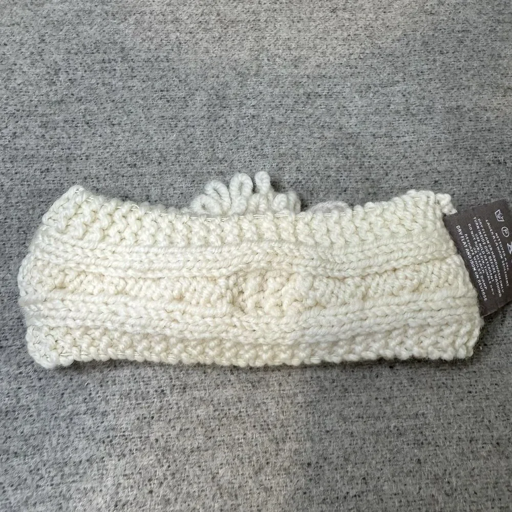 Aran Baby Knit Winter Headband Woollen Mills Merino Wool Ivory Lamb Accent